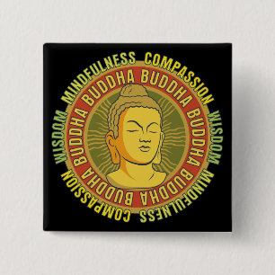 Buddha Wisdom 15 Cm Square Badge