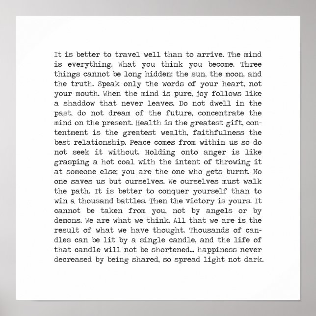 Buddha Wisdom words quote Poster (Front)