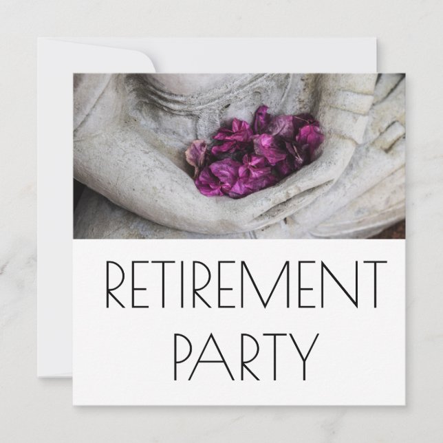 BUDDHA WITH BLOSSOMS RETIREMENT PARTY INVITATION (Front)