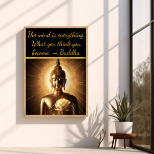 Buddha with lotus flower Poster