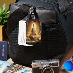 Buddha with lotus flowers. luggage tag