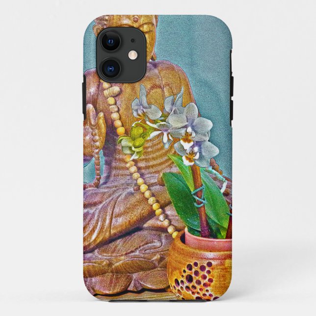 Buddha with White Orchids Case-Mate iPhone Case (Back)