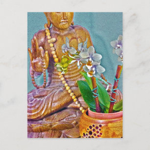 Buddha with White Orchids Postcard