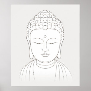 Buddha Yoga Meditation minimalist line art Poster