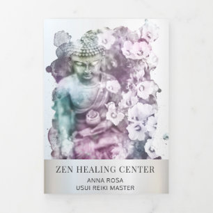 *~* Buddha Zen Photo Logo QR Trifold Brochure