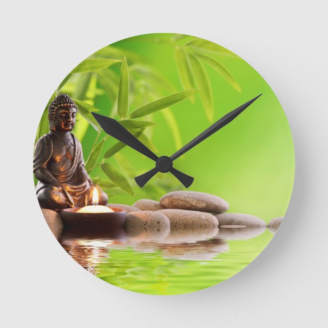 buddha zen serenity garden round clock (Front)