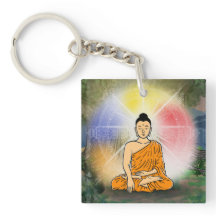 Buddha's Enlightenment & Dharma Wheel Keychain
