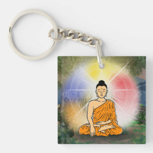 Buddha's Enlightenment & Dharma Wheel Keychain