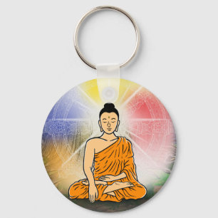 Buddha's Enlightenment & Dharma Wheel Keychain