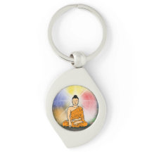 Buddha's Enlightenment Dharma Wheel Metal Keychain