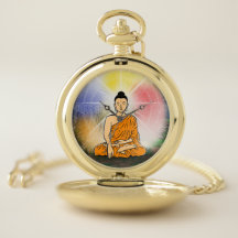 Buddha's Enlightenment & Dharma Wheel Pocket Watch