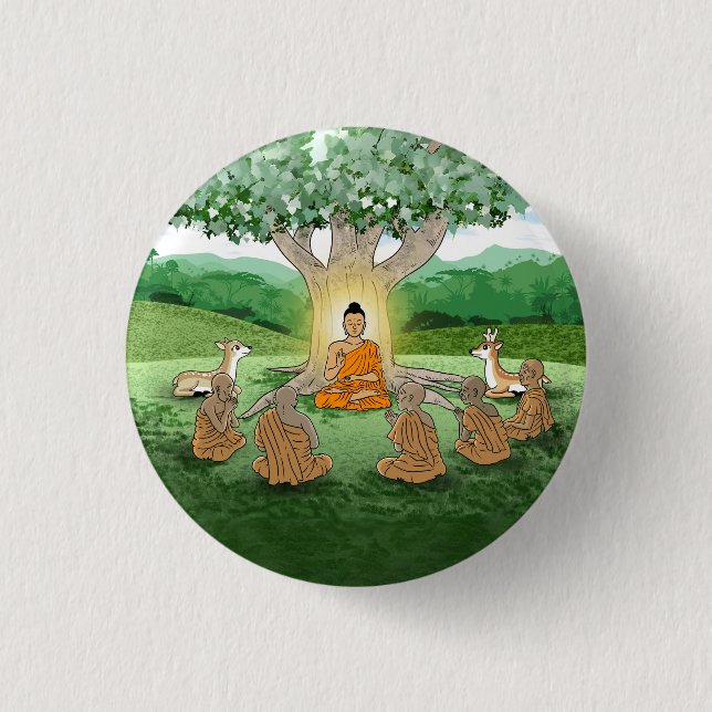 Buddha's First Sermon Teaching Button (Front)