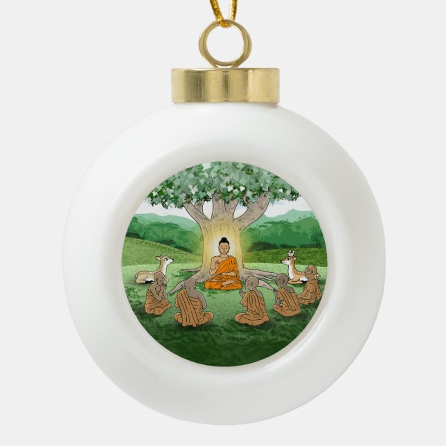 Buddha's First Sermon Teaching Christmas Ornament (Front)