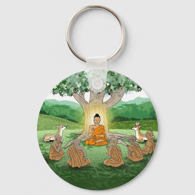 Buddha's First Sermon Teaching Keychain (Front)