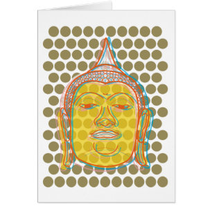 Buddha's Head Yellow Face Offset Modern Pop Dots