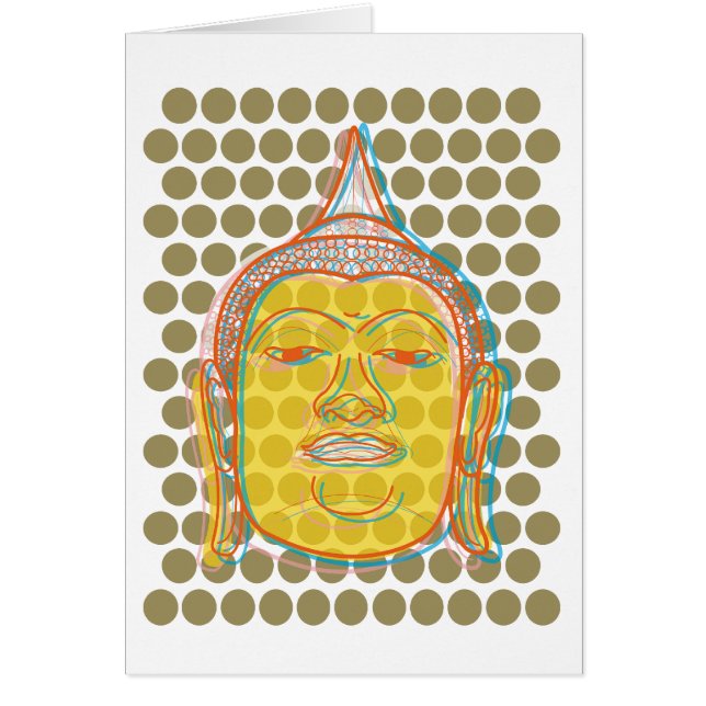 Buddha's Head Yellow Face Offset Modern Pop Dots (Front)
