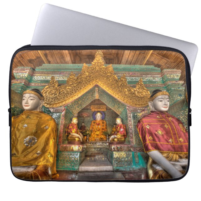 Buddhas In A Temple Laptop Sleeve (Front)