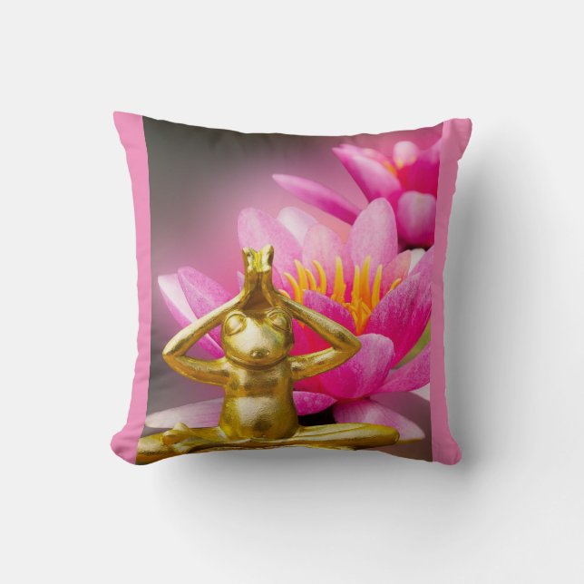 BuddhaToday V3 Flowering Frog #2 Quote Pillow (Front)