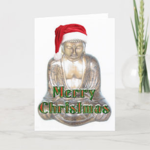 Buddhism - Buddha - Merry Christmas Hat Holiday Card