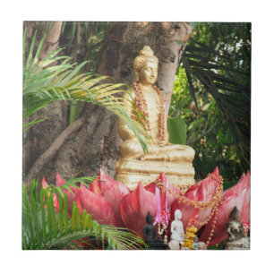 buddhism, buddha, statue, religion, golden, asia, ceramic tile