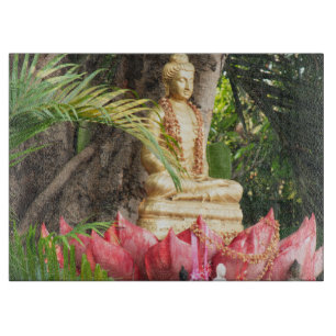 buddhism, buddha, statue, religion, golden, asia, cutting board