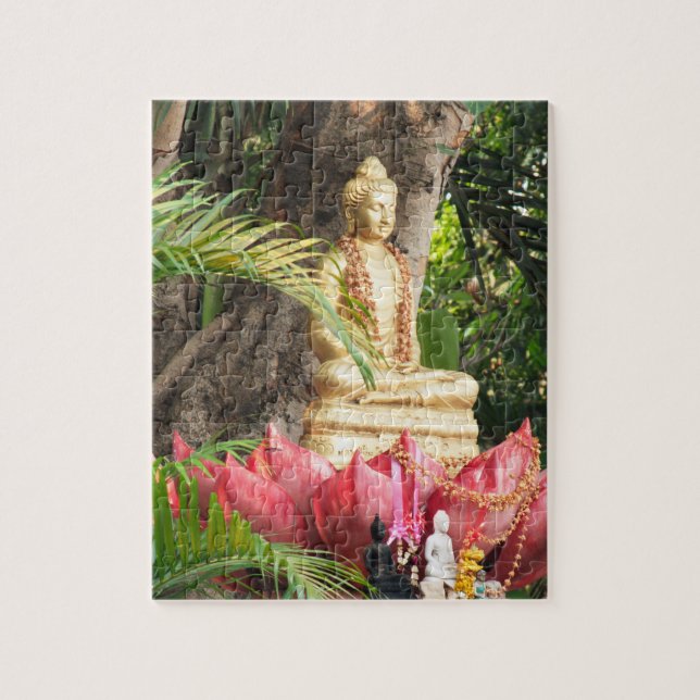 buddhism, buddha, statue, religion, golden, asia, jigsaw puzzle (Vertical)