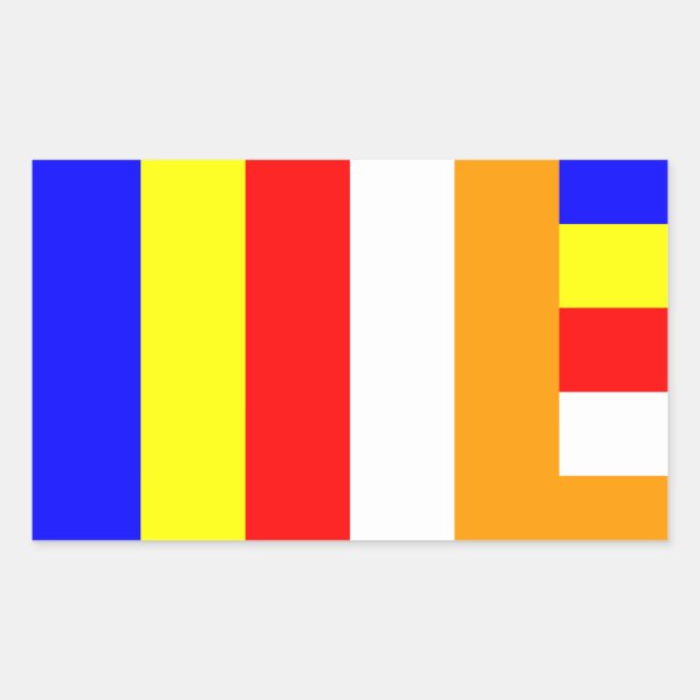 Buddhism - Buddhist Flag Rectangular Sticker (Front)