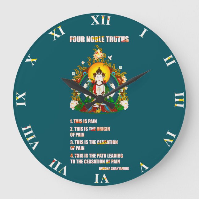 Buddhism Four Noble Truths Buddha Teachings Large Clock (Front)