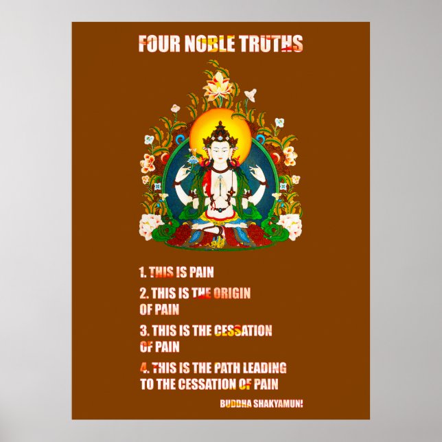 Buddhism Four Noble Truths Buddha Teachings Poster (Front)