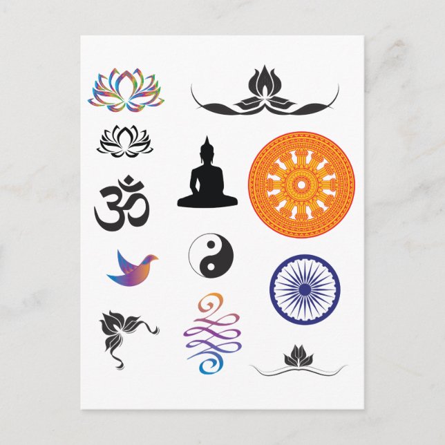 Buddhist and Mindfulness Symbols Postcard (Front)