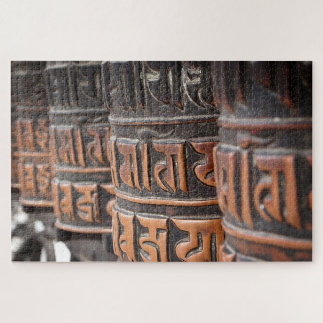 Buddhist brass prayer wheels jigsaw puzzle (Horizontal)