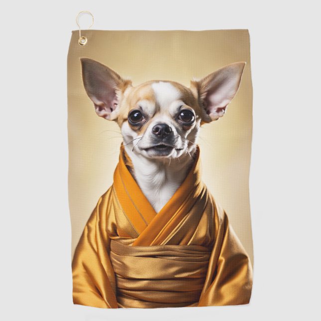 Buddhist Chihuahua Golf Towel (Front)