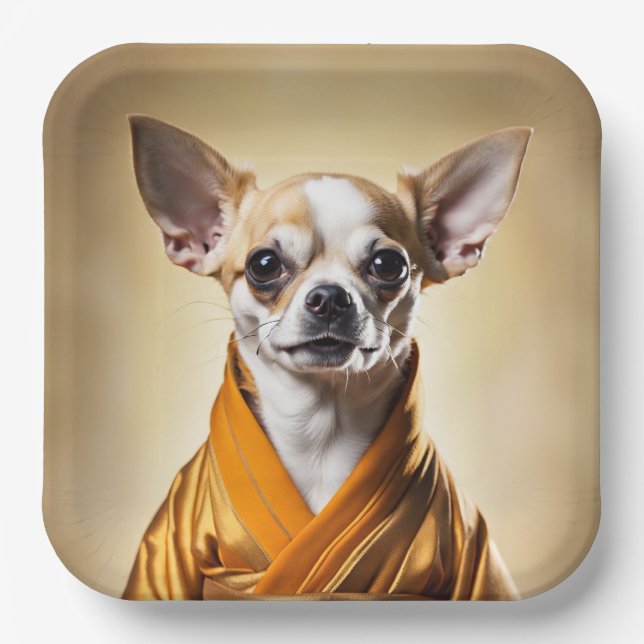 Buddhist Chihuahua Paper Plate (Front)
