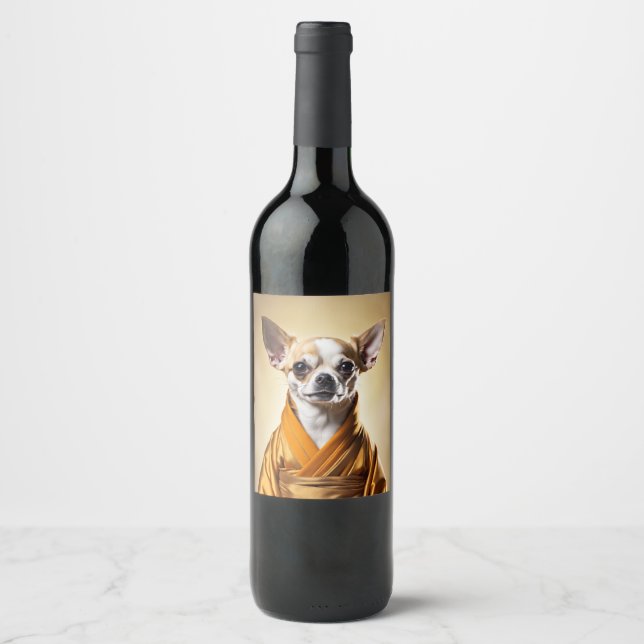 Buddhist Chihuahua Wine Label (Front)