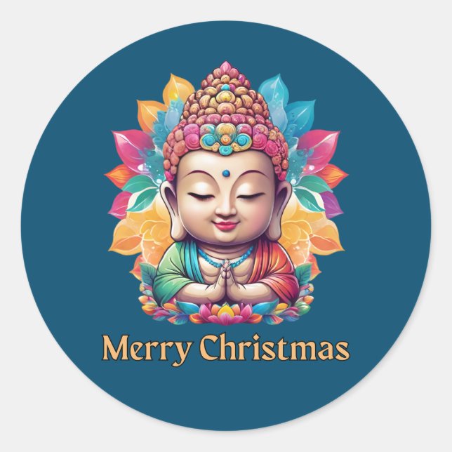 Buddhist Christmas Classic Round Sticker (Front)