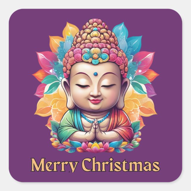 Buddhist Christmas Square Sticker (Front)