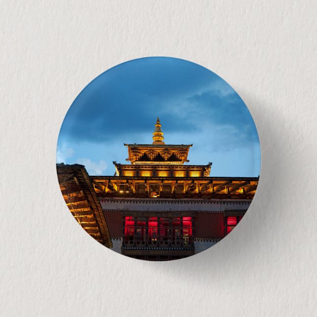 Buddhist Dzong Roof 3 Cm Round Badge (Front)