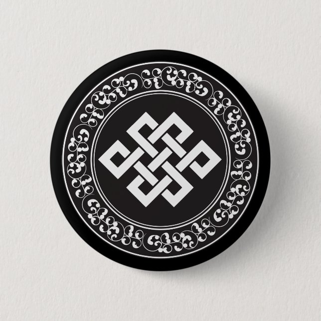 Buddhist Endless Knot 6 Cm Round Badge (Front)