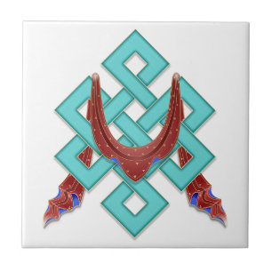 Buddhist Eternal Knot Ceramic Tile