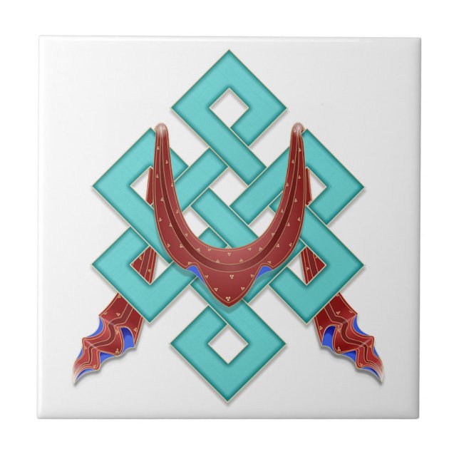 Buddhist Eternal Knot Ceramic Tile (Front)