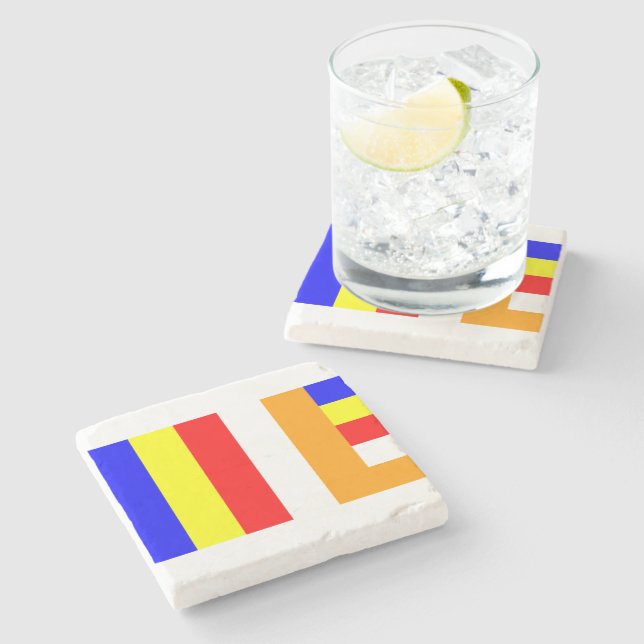 Buddhist Flag Stone Coaster (Side)