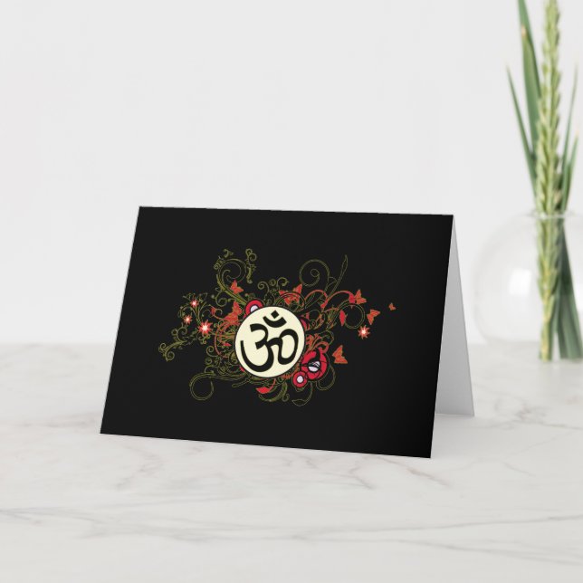 Buddhist Floral Om Card (Front)