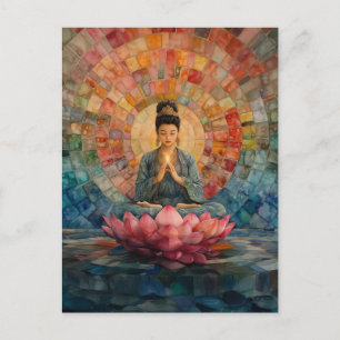 Buddhist Goddess Guanyin Rainbow Portrait Art  Postcard