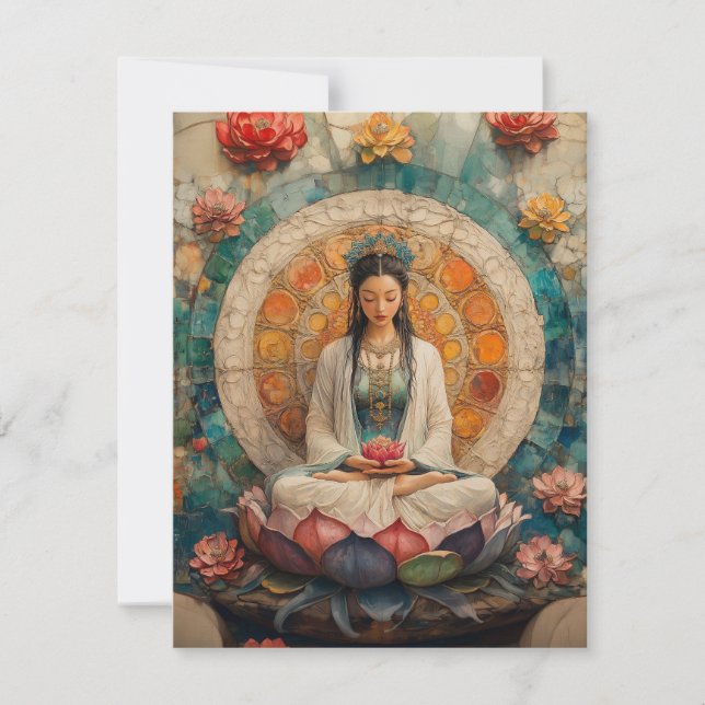 Buddhist Goddess Quan Yin Portrait Painting Art Invitation (Front)