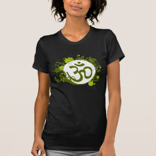 Buddhist Green Floral Om T-Shirt