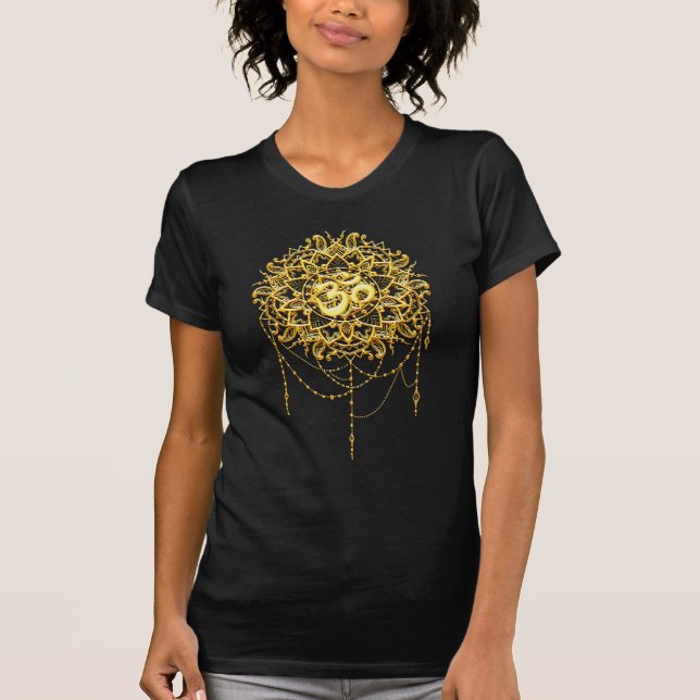 Buddhist holy symbol Om in gold T-Shirt (Front)