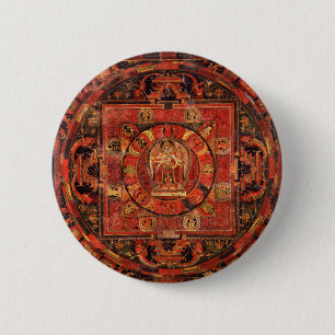 Buddhist Mandala of Compassion 6 Cm Round Badge