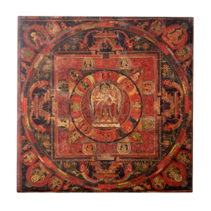 Buddhist Mandala of Compassion Ceramic Tile