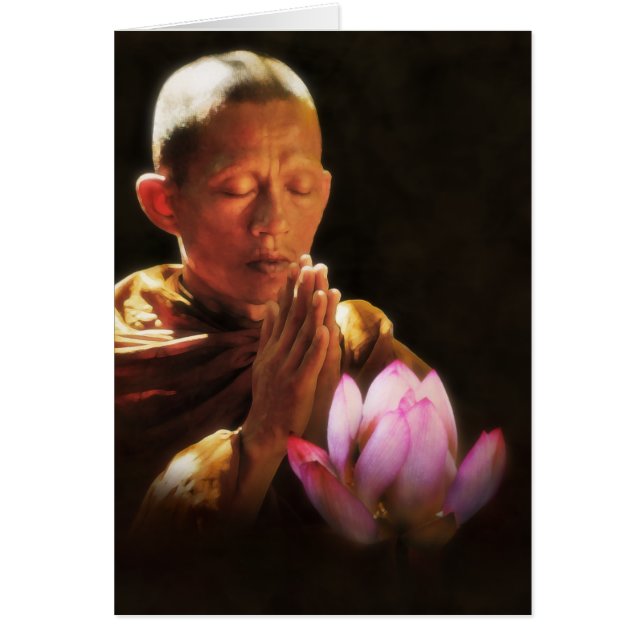 Buddhist Monk in Prayer and Lotus (Front)