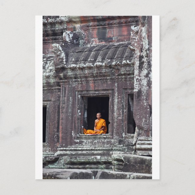 Buddhist monk meditating Angkor Wat Postcard (Front)
